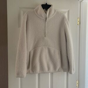 White fleece half zip